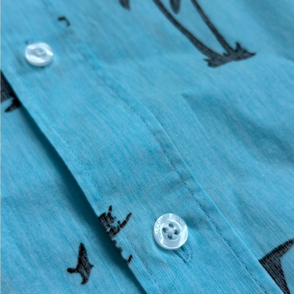 Volcom Men's Blue Short Sleeve Palm-Print Button Down Shirt - Picture 4 of 5